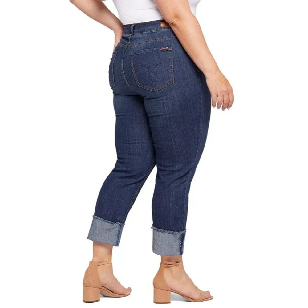 Seven7 Women's Plus Size High Rise Slim Straight Cuff Jeans Avalon Blue 20W - Picture 2 of 10